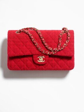Chanel Classic 11.12 Flap Bag – Red Wool Tweed & Gold Hardware – Brand New